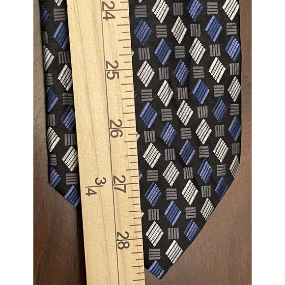 Burma Bibas Black Blue Gray Men’s Neck Tie Made In China - Picture 5 of 9